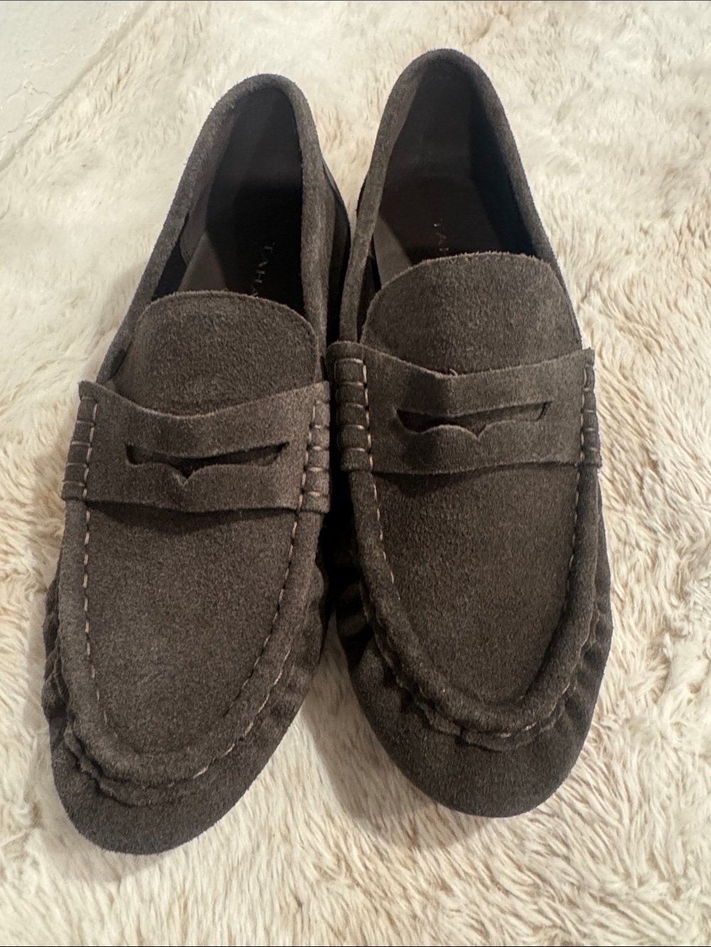 Tahari Women's Suede Penny Loafers in Charcoal